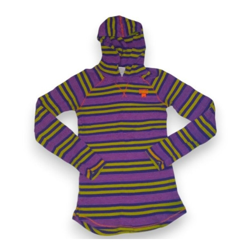 Vintage Nike Thermal Hooded Top-Size XL-Y2K-Striped-Embroidered Logo-Performance